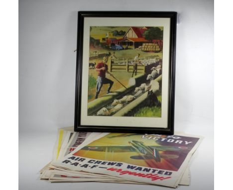 Mac TATCHELL (20th Century) Sheep Farming in Australia Lithograph Framed and glazed Picture size 41 x 33cm Overall size 56 x 