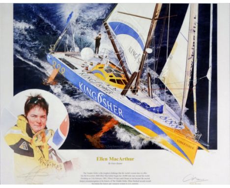 Gary KEANE (British 20th Century) Ellen MACARTHUR Limited edition lithograph Signed by Ellen and Gary and  numbered 31/595 Fr