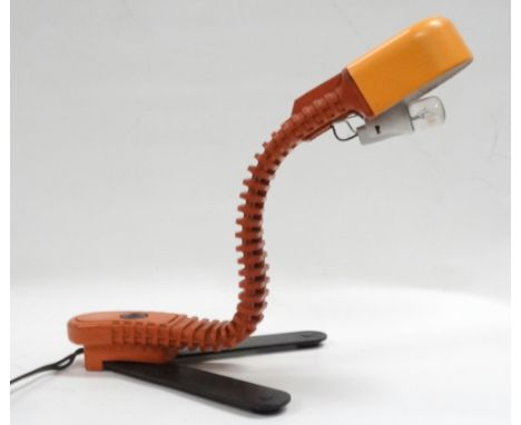A Cobra desk lamp by Masayuki Kurokawa - with yellow shade and ochre flexible stand, height 33cm.