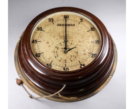 An Air Ministry twelve minute chronograph by Smiths - in a circular brown bakelite case, the cream dial with sixty second swe