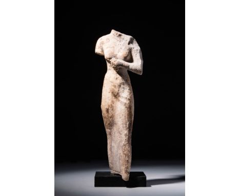 New Kingdom, 19th Dynasty, Ca. 1292 - 1189 BC An amazing Egyptian limestone figure depicting a princess or a queen from the X