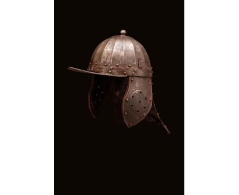 Ca. AD 1600 - 1700 An Eastern European or German lobster-type helmet composed of a brim, cheek protection, and rear ‘lobster-