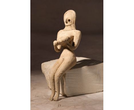Ca. 3500 - 2800 BC An intriguing Indus Valley handmade pottery figure known as a mother goddess shown in a standing position 