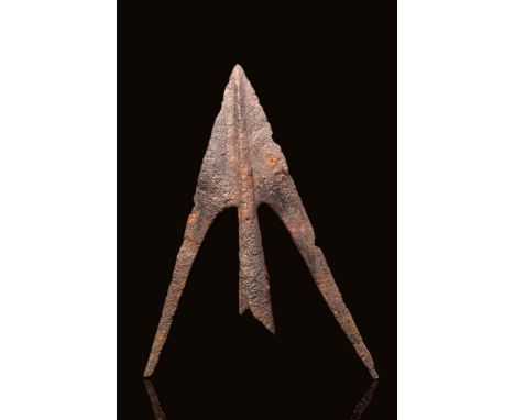 Ca. AD 800 - 1000 A Viking iron arrowhead with a large swallowtail point, primarily for use against animals but extremely ada