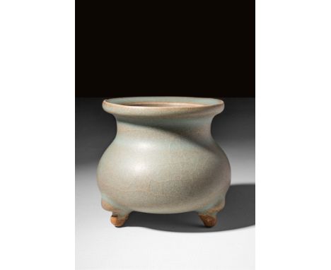 Ca. AD 960 - 1279 A rare Jun ware incense burner. The compressed round body is supported on three cabriole legs, covered in s