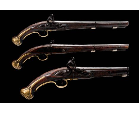 Ca. 1750'S A mid-eighteenth century English pattern dragoon pistol with a flintlock firing system and a smoothbore barrel. Th