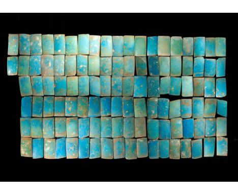 Old Kingdom, Ca. 2630 - 2611 BCA group of 110 Djoser tiles. There were over thirty-thousand rectangular faience tiles found i