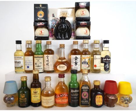 A COLLECTION OF MINIATUE WHISKY BOTTLES
A selection of bottles including: RARE OLD SUPER NIKKA JAPANESE WHISKY (43% abv);  NI