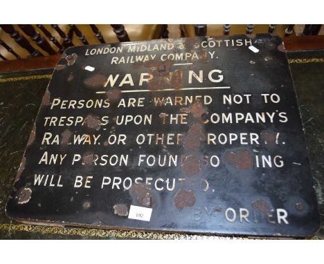 Vintage enamel on iron signed marked 'London Midland and Scottish Railway Company', 56cm wide