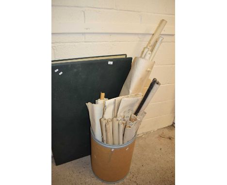 Large folder of various Ordnance Survey maps together with a quantity of various rolled maps
