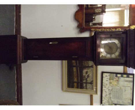 Early 18th century 30 hour oak longcase clock, brass single handed dial, height 190cm 