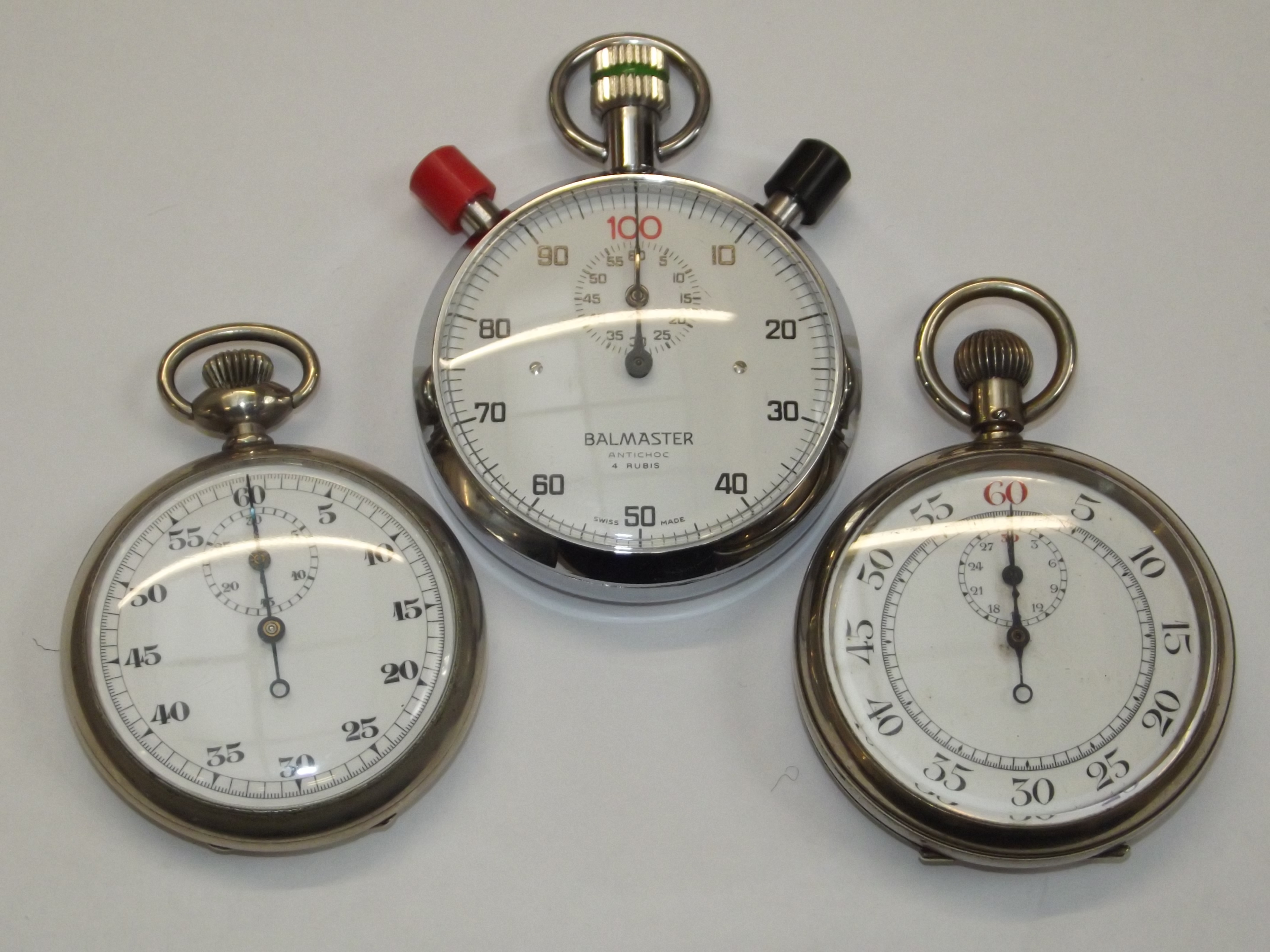 Balmaster stop watch and two other stop watches