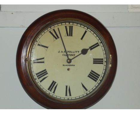 Late 19th century school clock by J & A Pollitt Cartons Blackburn wall