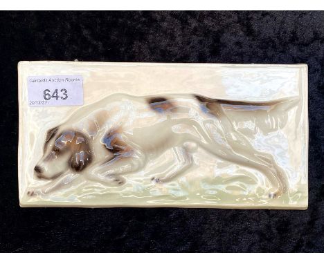 Goldscheider Ceramic Dog Plaque, Made in Austria, No. 7033.  Depicts a Spaniel on a cream background.