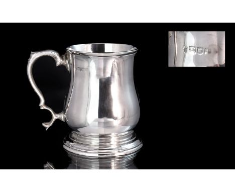 Edwardian Period Sterling Silver Tankard of Baluster Form. Raised on a Circular Spreading Base. Hallmark London 1906, Makers 