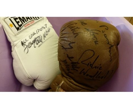 BOXING, signed boxing gloves, inc. James Cook (white Lemarr); Richie Woodhall, John Conteh, Colin Dunne and three others (bro