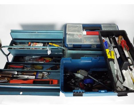 Three tool boxes containing a quantity of hand tools. [3]