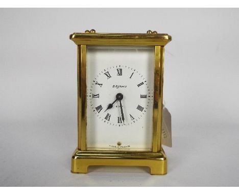 A 20th century French carriage clock by Bayard, white enamel dial with Roman numerals, the 9 jewel movement signed Duverdrey 