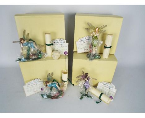 Four boxed Legends, Myths &amp; Fables pewter fairy figurines with enamel decoration. [4]