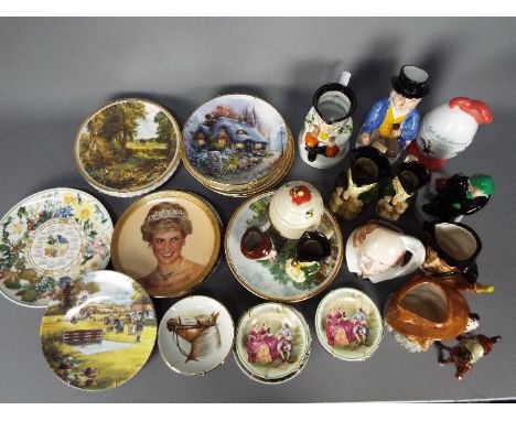 Mixed lot to include Toby jugs, character jugs, collector plates, Wade Andy Capp money bank and similar.