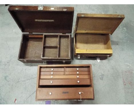 An engineer's seven drawer tool chest by Union and two further wooden tool boxes. [3]