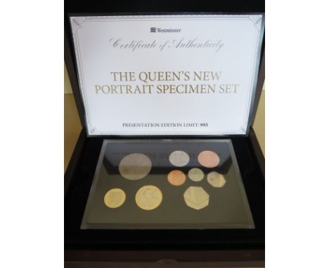 A 2015 limited edition specimen set of coins with the new portrait of the Queen, with presentation case 