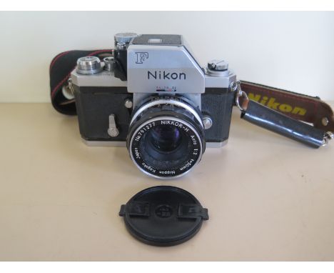 An early circa 1971, Nikon F SLR camera with 50/2 Pre-A1 lens, meter has the correct battery fitted and responds to light, ap