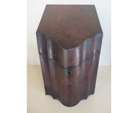 A Georgian mahogany knife box with serpentine front converted to a stationary box - condition, some light restoration require