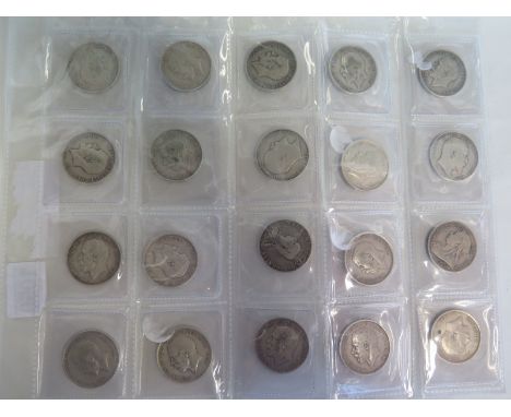 25 British silver half crowns from 1892 to 1919