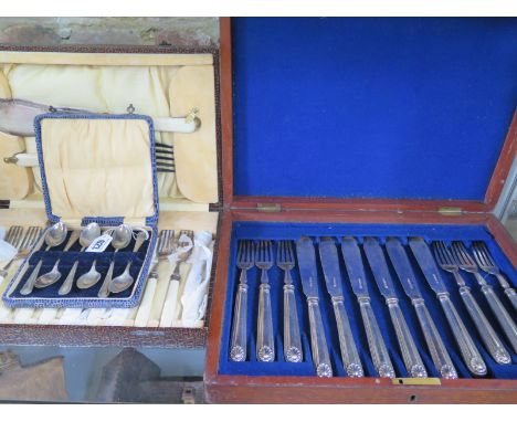 A quantity of boxed silver plated cutlery to include fish sets dining service, cake set and loose cutlery 