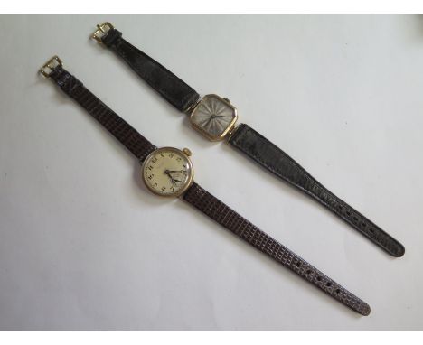 A vintage ladies J W Benson watch with 9ct gold case, subsidiary dial and another 9ct gold watch, both currently running in t