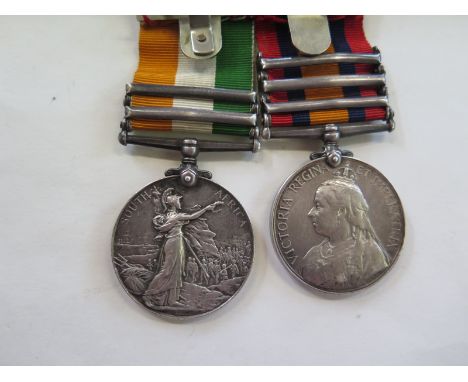 An interesting family related group of medals with Queens South Africa medal with three clasps Transvaal, Orange Free state a
