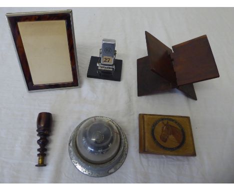 A Compass inscribed "Airguide, Chicago, USA", a desk seal with rosewood handle, perpetual calendar inscribed "A.B.P" and othe