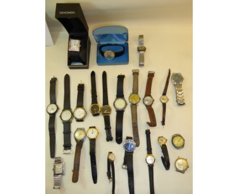 A Gentleman's Rotary Wristwatch with baton numerals and various other Wristwatches.