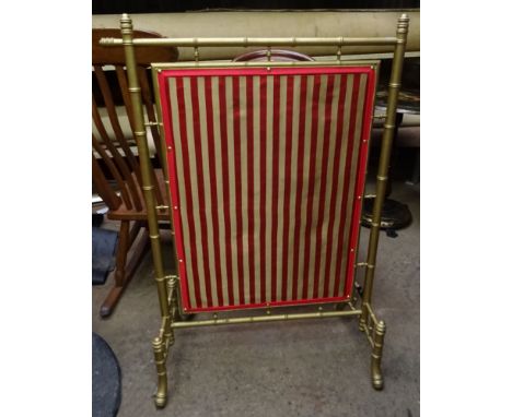 A simulated bamboo gilt wood Firescreen with upholstered panel.  28" (71cms) wide. 