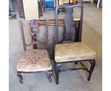 An 18th Century Side Chair a Vono folding card table and a nursing chair. 