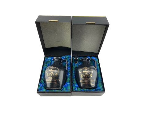 Q.E.2 Highland malt Scotch whisky produced for Cunard by Morrison Bowmore 75cl, 43% Vol in black ceramic flagon with seal and