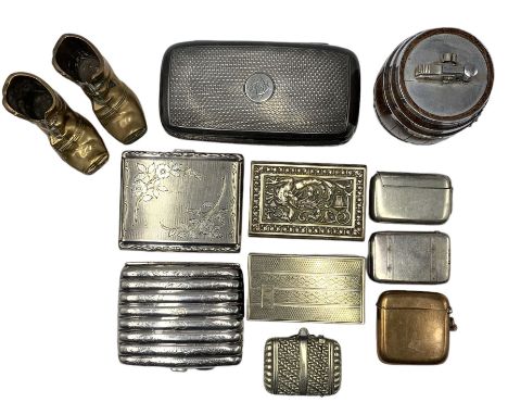 Collection of smoking paraphernalia to include a Victorian silver-plated pocket cigar case, Victorian silver-plated cigarette