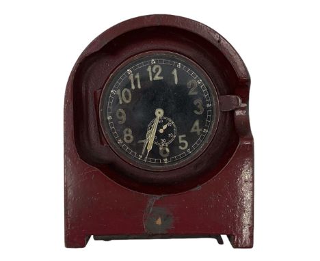 World War II Junghans Luftwaffe clock, black dial with luminous Arabic numerals, seconds dial, the inside of the case marked 
