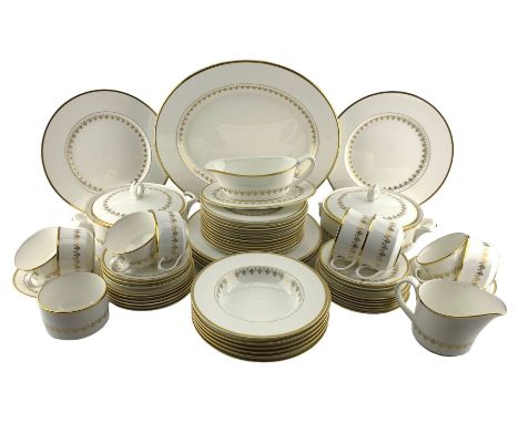 Royal Worcester 'Summer Morning' pattern dinner and tea ware comprising six dinner plates, twelve dessert plates, six soup bo