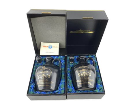 Q.E.2 Highland malt Scotch whisky produced for Cunard by Morrison Bowmore  75cl, 43% Vol in black ceramic flagon with seal an