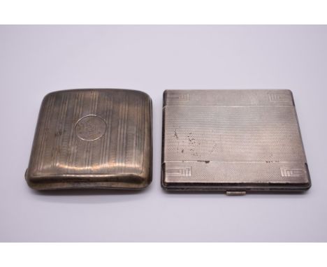 An Art Deco silver engine turned cigarette case, by&nbsp;William Neale &amp; Son Ltd, Birmingham 1932; together with another,