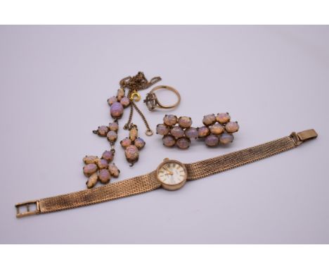A vintage Garrard 9ct gold quartz ladies wristwatch,&nbsp;weight including movement 23.6g; together with a 9ct gold ring, 2.3