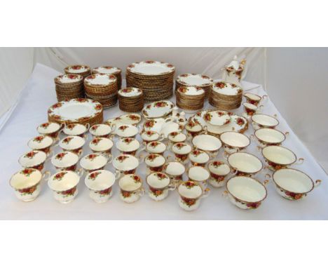 Royal Albert Old Country Roses dinner and tea service to include plates, bowls, cups, saucers, coffee pot, milk jugs, condime