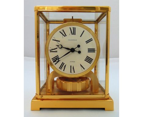 Jaeger LeCoultre Atmos clock with white enamel dial and Roman numerals, in standard glazed rectangular case, 22.5 x 18 x 13.5