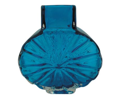 Whitefriars 9676 Kingfisher Blue Sunburst vase designed by Geoffrey Baxter, 15cm (h)