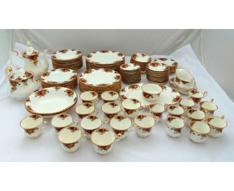 Royal Albert Old Country Roses dinner, tea and coffee service for twelve place settings to include plates, bowls, cups, sauce