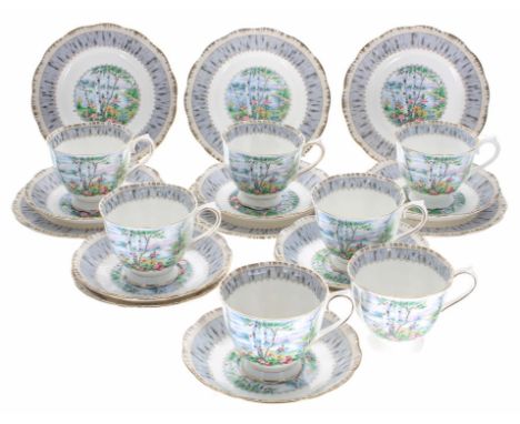Royal Albert 'Silver Birch' pattern part tea service 
