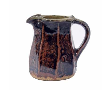 Jim Malone (b.1946) - Studio stoneware jug, octagon faceted, monogram and Ainstable mark to the lower handle, 5" high