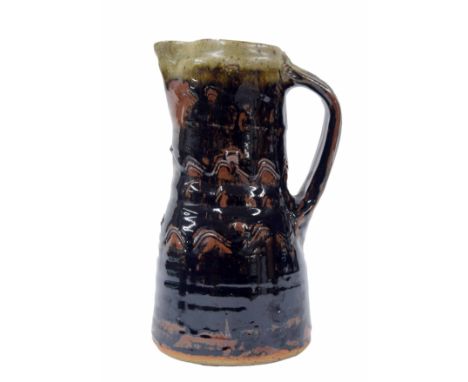 Jim Malone (b.1946) Studio stoneware pottery jug, impressed monogram marks, 11" high 